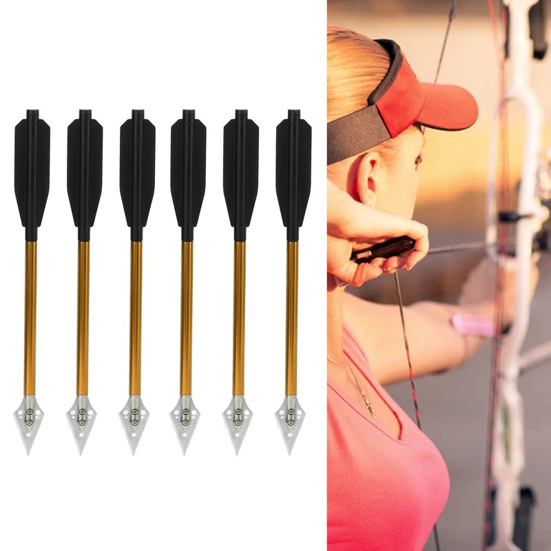 6Pcs Crossbow Arrows Double Screw Fixing Aluminum Alloy Shooting Bow
