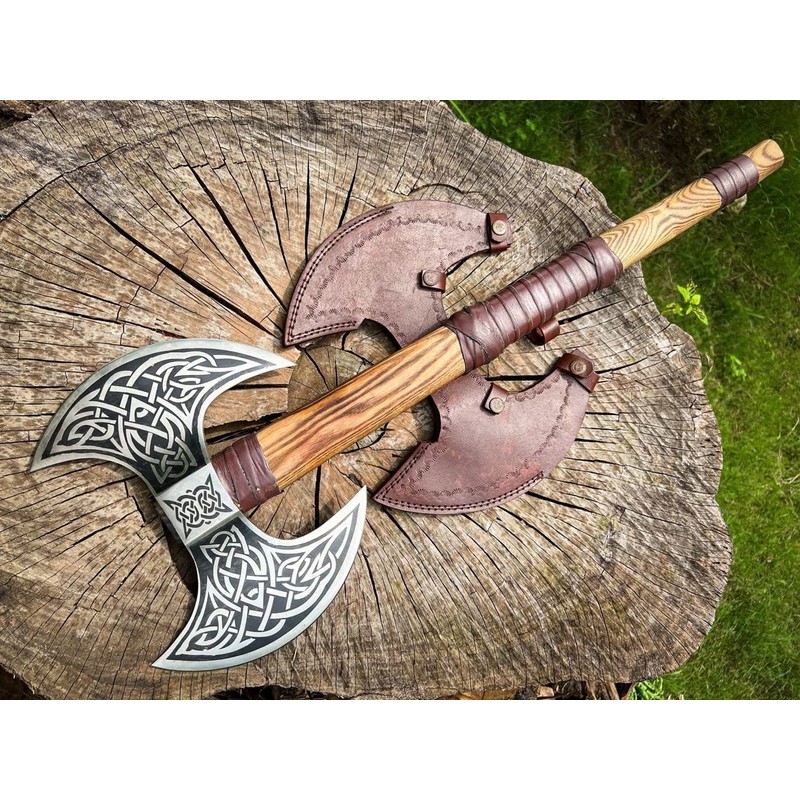Dark WARRIOR Handmade Double Head Berserker Axe, Large Norse Double