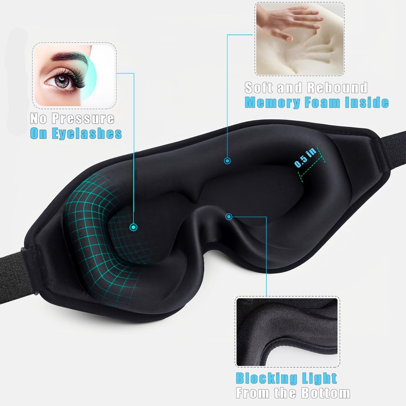 Sleep Mask for Women Men 3D Contoured Cup No Pressure