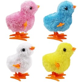 4PCS Chick Plush Wind Up Toys, Novelty Baby Chick Toys - Wind Up Easter for Kids and Toddlers Ages 1-3, Chicken for Easter Basket Stuffers, Party Favors - Animals Plush Clockwork
