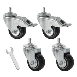 3" Swivel Caster Wheels with Brake – Heavy-Duty Rubber Grill Replacement Parts for Pellet Grills, 11x22mm Stem, 2-Pack, Easy Installation for Outdoor BBQ Mobility