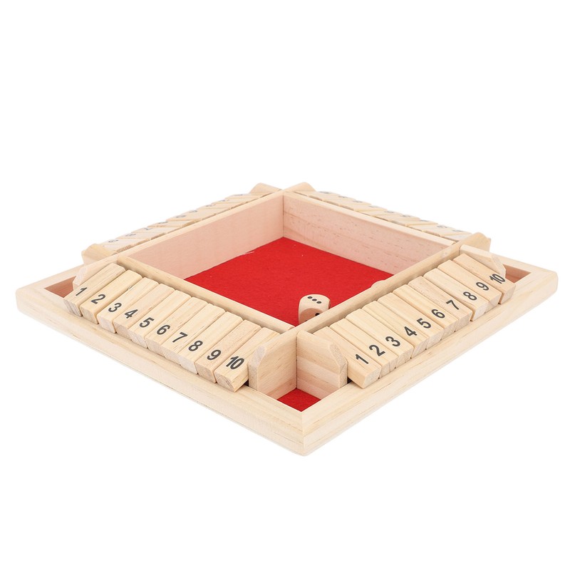 4 Sided Shut The Box Dice Game Wooden Board Table