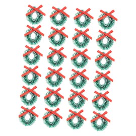 HEALEEP 24Pcs Mini Artificial Garland Xmas Wreath Adornment for Home Decor Hanging Ornament with Bow for Christmas Tree Wall Porch Decoration