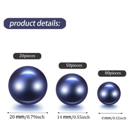 FENGCHUANG Floating Beads, Pack of 150 No Hole Acrylic Faux Beads, Loose Beads for Jewellery Making, DIY Jewellery, Floating and Vase Filler Party Decorations 8/14/20 mm (Dark Blue)