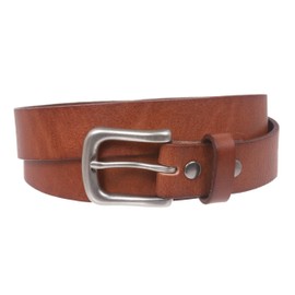 1 1/8" Snap On Oil Tanned Skinny Vintage Cowhide Leather Belt, Cognac | 34"