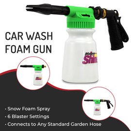 Magna Shine Car Wash Foam Gun by Hi-Tech, Snow Foam Spray, 6 Blaster Settings, Sprayer Connects to Any Standard Garden Hose