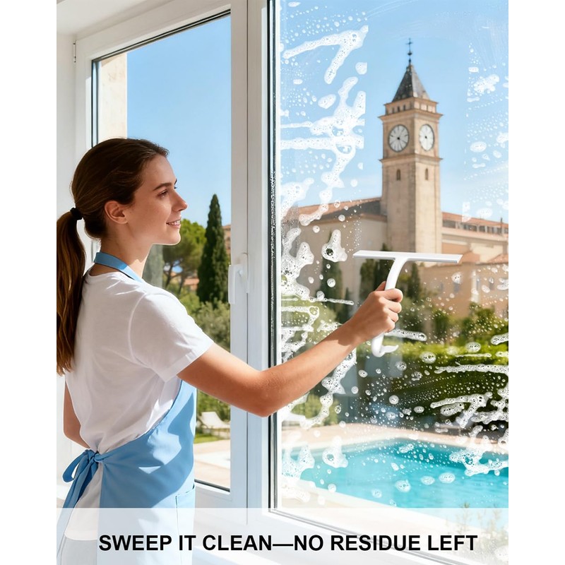 Shower Squeegee for Glass Doors, 8 in Silicone Bathroom Squeegee