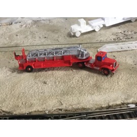 "Handmade" N Scale Fire Truck Engine Mack L  Tiller  Ladder  Open cab  3d printed unpainted