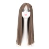 Women Light Brown Wig with Bangs Long Straight Synthetic Realistic