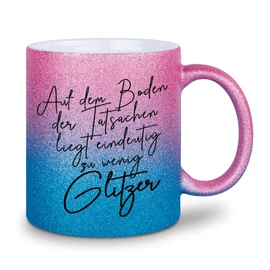 glitzertassen.de® On the floor of the facts, cup with glitter, gift idea (rose blue)