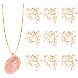 Framendino, Branch Shape Blanks Prong Charm Metal Claw Pendant Bezel Trays for DIY Jewelry Making Crafts, 10 Pack, Brass, No Gemstone