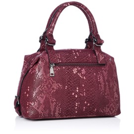 Orsley XN1905-01 Lightweight Cow Leather Boston Bag Women's 2-Way Shoulder Tote Bag for Work, red