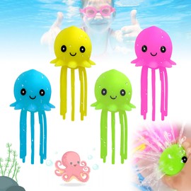 Set of 4 Water Bombs, Rubber Bath Toys for Toddlers, Sensory Stress Relief Pool Toy for Children, Summer Party Bag Fillers for Boys and Girls (4 Colours)