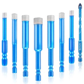 8PCS Diamond Drill Bit Set for Precise Drilling Multi Size Ceramic Tile Drilling Set Diamond Core Drill Bit for Granite Quartz..(Navy Blue,8)