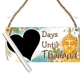 Countdown to Your Thailand Adventure - Decorative "Days Until Thailand" Plaque Chalkboard – Perfect Travel Countdown Sign for Holidays, Honeymoons, or Special Occasions (Budha, With Pen)