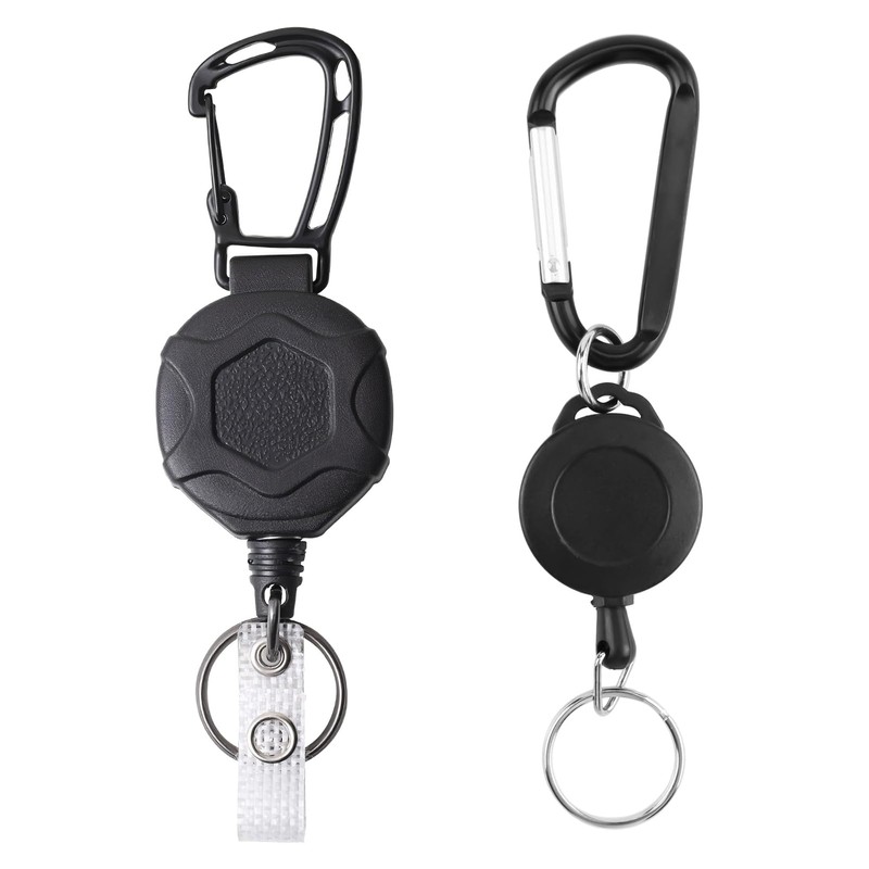 Pack of 2 Extendable Key Rings with 60 cm Retractable