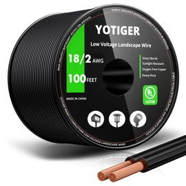 YOTIGER 18 Gauge Copper Wire 100 Feet, 18/2 Low Voltage Landscape Lighting Wire, 18AWG 2 Conductors Wire Outdoor Direct Burial Electrical Wire for LED Lamp Lighting Strips, UL Listed