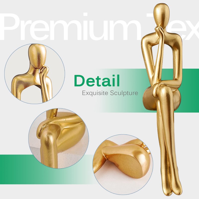 RIRPUAE 3pcs Gold Decor Thinker Statue, Resin Abstract Man Cutout