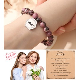 TONY & SANDY Aunt Christmas Gifts, Aunt Gifts from Niece Nephew, Aunt Beads Bracelets for Women, Best Aunt Ever Gifts, Aunt Unique Birthday Mothers Day Gifts for Aunt Auntie Jewelry