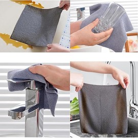 PACKSANDBAGS.CA Reusable Dish Cloths, 20-Sheets Reusable Cleaning Rag Roll, 25 * 25cm Quick-Dry Microfiber Hand Tear Cloth All Purpose Cloth Roll Hand Towel Cloth for Kitchen Cloth (Grey)