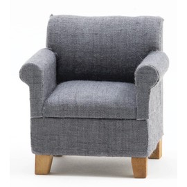 Dollhouse Miniature Dark Grey Armchair