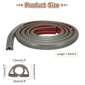 HARFINGTON 6ft Cord Cover Floor W0.3 x H0.3 Inner Channel PVC Hide Extension Cable Floor Wire Hider Wire Covers Protector for Prevent Cable Trips Cables Management, Light Grey