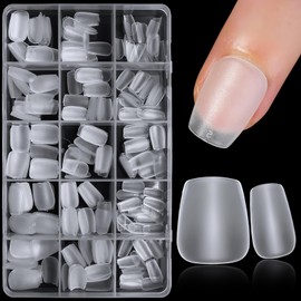 LuckForever 300pc Extra Short Coffin Nails Tips Gel x Nail Tips Fake Nails Clear Soft Gel Nail Tips Full Cover False Nail Short Coffin Acrylic Nails Set for Salons or DIY Nail Art