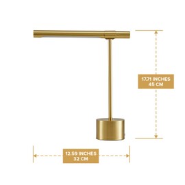 Bling All-Brass Mid Century Desk Lamp - Modern Gold Bankers Shade - 18-in LED Light - Adjustable Table Lamp for Study, Bedside Reading - Polished Brass