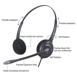 VoiceJoy USB Plug Headphone Noise Cancelling Headphone with USB to Quick Disconnect Adapter for Laptop, PC,Skype,Zoom,Webinar,Call Center,Office