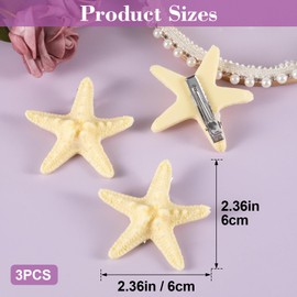 PAGOW 3 Pcs Starfish Hair Clips, Creamy White Hair Clips, Sea Star Wedding Headpiece Hair Accessories For Women Bride