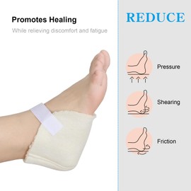 Sosation 8 Pairs Heel Protectors Sheepskin Heel Protectors for Sores Soft Cushions Pads for Boot Ankle Foot, Adjustable