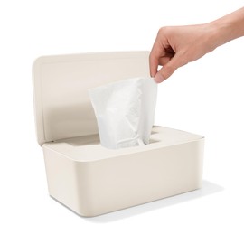 Scatola porta salviette umidificate, con Coperchio Sigillato, Dispenser per Salviettine Umidificate, Scatola di Salviette Umidificate per Bagno, Cucina o Cameretta, Bianco