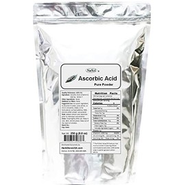 NuSci Ascorbic Acid Vitamin C Pure Powder USP & FCC Quality (250 Grams (8.8 oz)) GMO Free Non-Irradiated