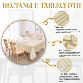 Majestic Giftware Polyester Tablecloths for Rectangle Tables | (70/144) - TC1346 Jacquard Gold Slate Print Hem Stitch Dining Table Cover | Decorative Washable Tablecloth for Kitchen, Dining