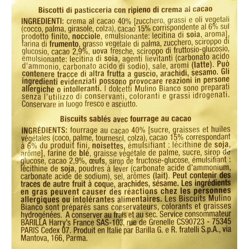 Mulino Bianco: "Chicche" Shortcake filled with cocoa cream - 7.05