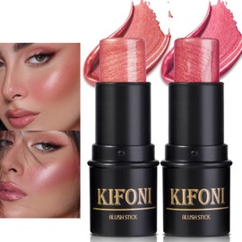 LSxia 2 Pcs Cream Blush Sticks - Natural & Matte, Lightweight, Blendable Makeup Kit - Shimmer Blush (#01 Pink, #04 Fuchsia)