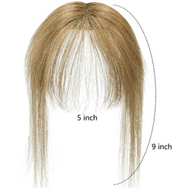 Rose bud 360°Cover Bangs Hair Clip in Bangs 100% Real Human Hair Topper Light Brown Fringe with Temples Wispy Bangs Hair Pieces for Women