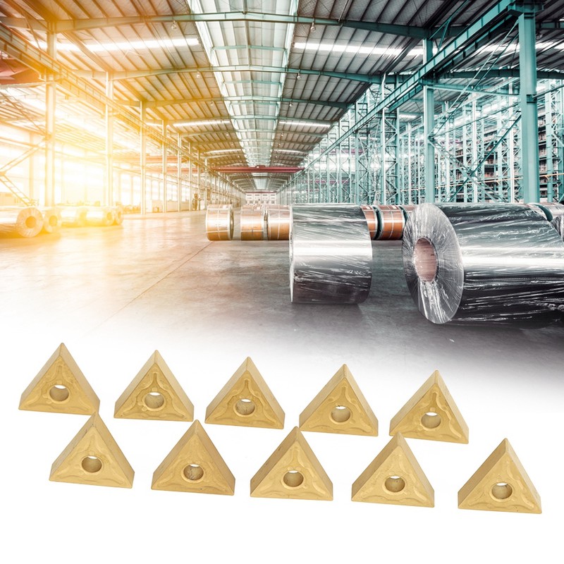 10Pcs Triangular CNC Insert Double Side for Steel Semi Finishing