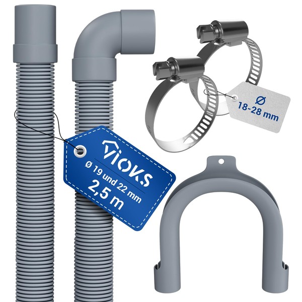 VIOKS Flexible Drain Hose Dishwasher 2.5 Metres 19/22 mm Diameter