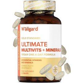 Vegan Multivitamins & Minerals by Wellgard - Vegan Multivitamin Tablets for Men and Women with 24 Essential Active Vitamins & Minerals, Made in UK