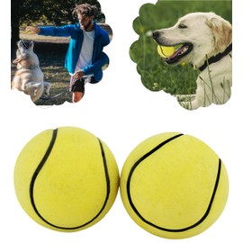 HOVUK 2x Dog Tennis Balls, Soft Rubber Tennis Balls, Throw and Fetch, Kids Play and Pet Training Strong Tennis Balls, Beginner Practice Ball, Dog Toy Training Playing Outdoor Exercise