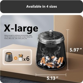 roygra Outdoor Ashtray for Outside Patio, Metal Windproof Smokeless Ashtray with Lid, Home Table Decor, Patio Decorations Outdoor, Ashtrays for Smokers Indoor - Green, X-Large (5.97 x 5.13 x 5.13’’)