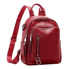 ALTOSY Fashion Genuine Leather Backpack Purse for Women Shoulder Bag Casual Daypack Small(S10 Red Wine)