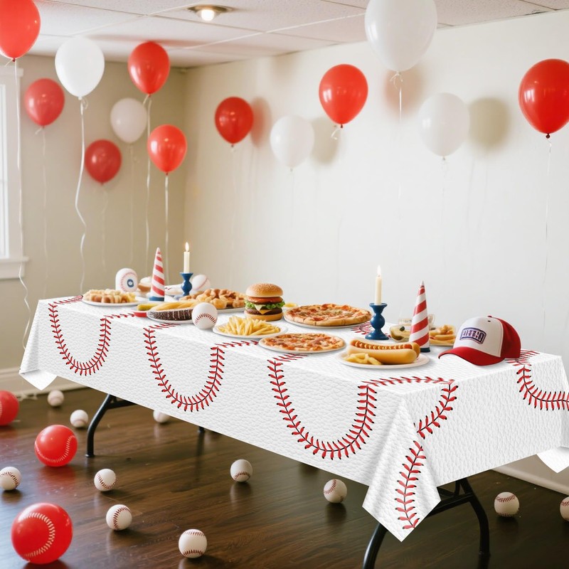 APUXXJUPA Baseball Tablecloth - Baseball Pattern Table Covers Plastic Waterproof