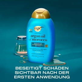 OGX Argan Oil of Morocco Shampoo (385 ml), regenerierendes Haarshampoo repariert Haarschäden sichtbar bereits nach der ersten Anwendung, Haarpflege Shampoo mit Arganöl für trockenes, geschädigtes Haar
