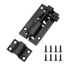 JelKen Door Lock Bolts 3"(75mm), Heavy Duty Black Door Latch Slide Bolts Lock with Screws for Bathroom Bedroom Shed Garden Toilet, 3 Inch