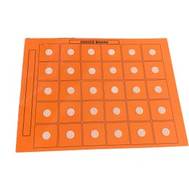 Smile4Autsim Visual Activity Choice Laminated Board with 30 1/2" Hook Coin -Great for Loose Pcs Flash Cards. (Orange, 8x11 Sheet (1.5 inch Cards)