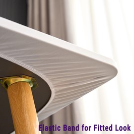 Small Solid Color Outdoor Square Tablecloth 38x38 Inch White Fitted Table Cloth with Elastic Stretchy Washable Fabric Patio Coffee Table Cover Wrinkle Free Non Slip