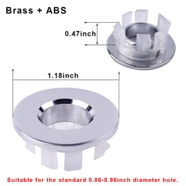 2Pcs Sink Overflow Ring Bathroom Kitchen Sink Basin Trim Overflow Cover Insert In Hole Round Caps Sink Overflow Drain Ring Cover (Silver)