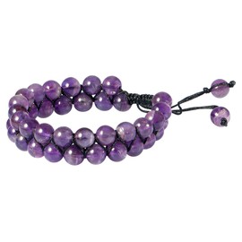 KYEYGWO Healing Chakra Amethyst Stone Beads Bracelet, Adjustable Double Layer Wrap Bracelets for Unisex